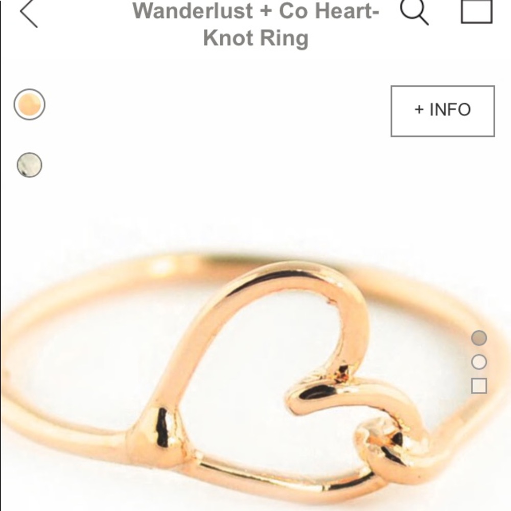 NWT Wanderlust + Co heart knot ring